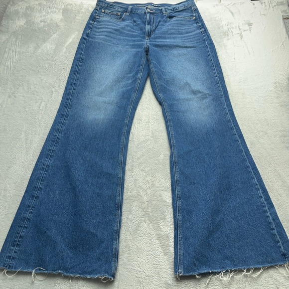 American Eagle Outfitters Denim - Women's Blue Wide-Leg Flared Jeans
